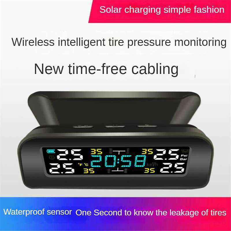Tire Temperature Tire Pressure Monitor Car Universal Tire Inspection Monitor Wireless Solar Power E