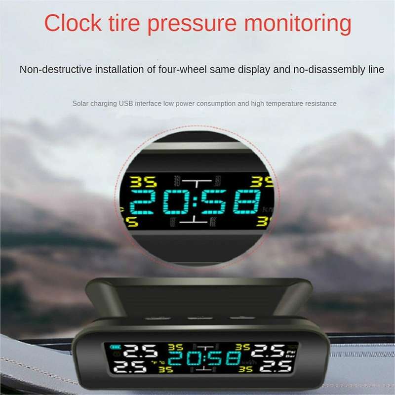 Tire Temperature Tire Pressure Monitor Car Universal Tire Inspection Monitor Wireless Solar Power Ex