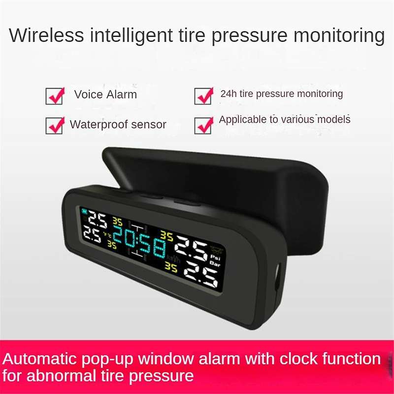 Tire Temperature Tire Pressure Monitor Car Universal Tire Inspection Monitor Wireless Solar Power Ex