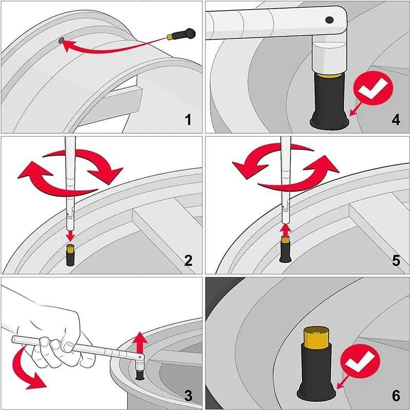 Tire Valve Stem Puller Tool with Valve Core Tool for Universal Car Valve Stem Extenders Straight