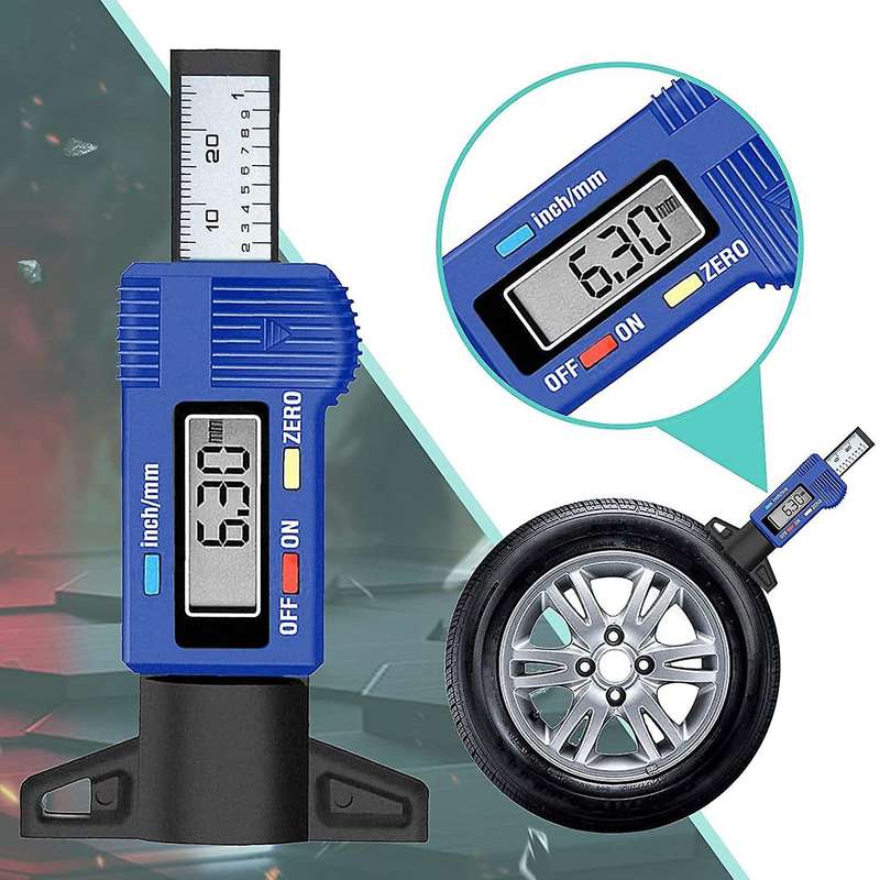 Tire Tread Depth Gauge Tire Tread Gauge Auto Tread Gauge Digital Depth Gauge LCD Display 0-25.4 mm f