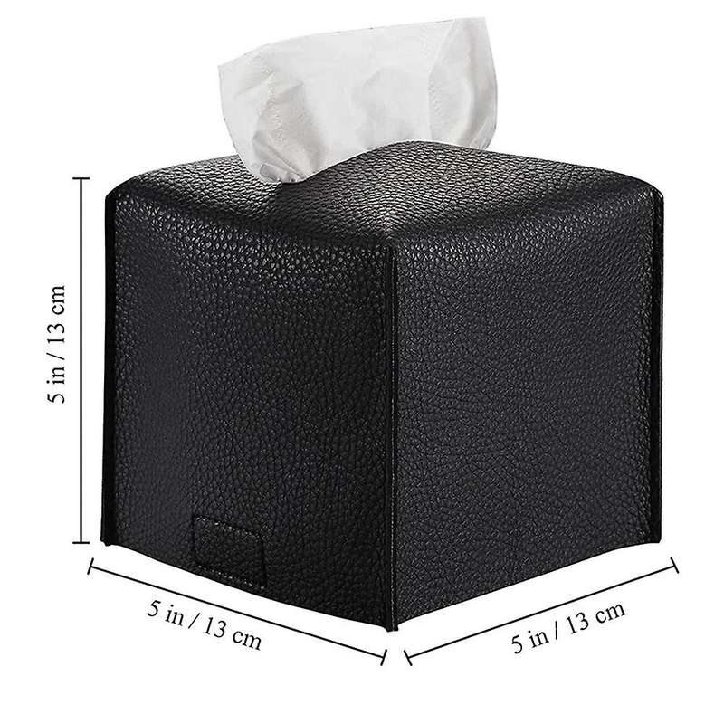 Tissue Box Cover, Decorative Leather Square Tissue Box Holder for Bathroom Vanity Countertops, Desk,