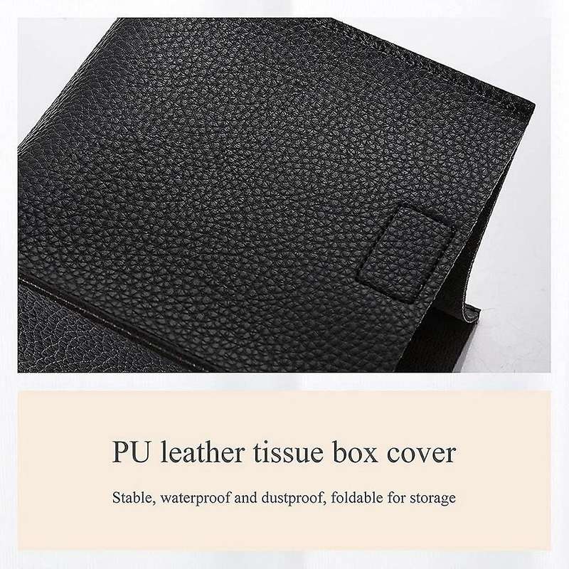 Tissue Box Cover, Decorative Leather Square Tissue Box Holder for Bathroom Vanity Countertops, Desk,