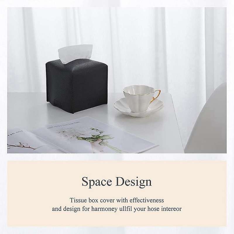 Tissue Box Cover, Decorative Leather Square Tissue Box Holder for Bathroom Vanity Countertops, Desk,