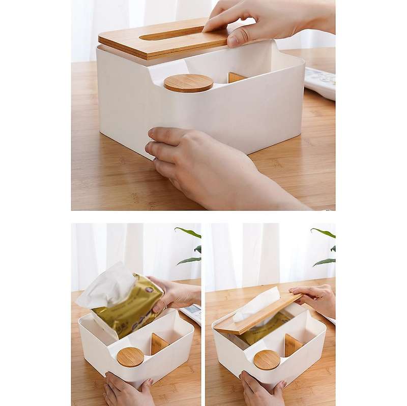 Tissue Box with Plastic Cover Napkin Holder Home Storage Boxes Dispenser Case Office Organizer for T