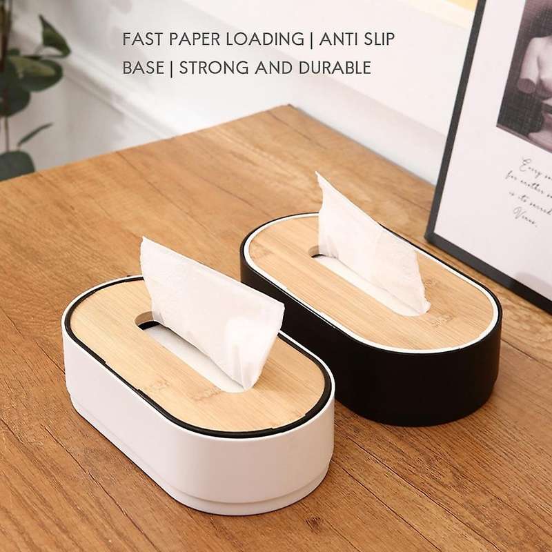 Tissue Box Wooden Cover Solid Color Tissue Box with Groove Multifunctional Household Coffee Table Ti