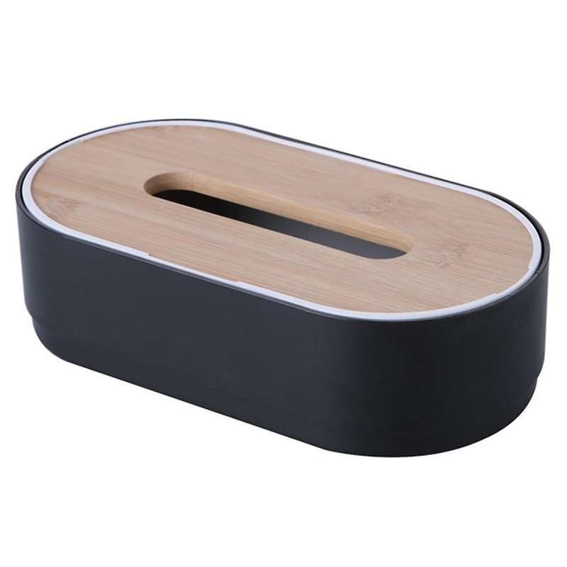 Tissue Box Wooden Cover Solid Color Tissue Box with Groove Multifunctional Household Coffee Table Ti