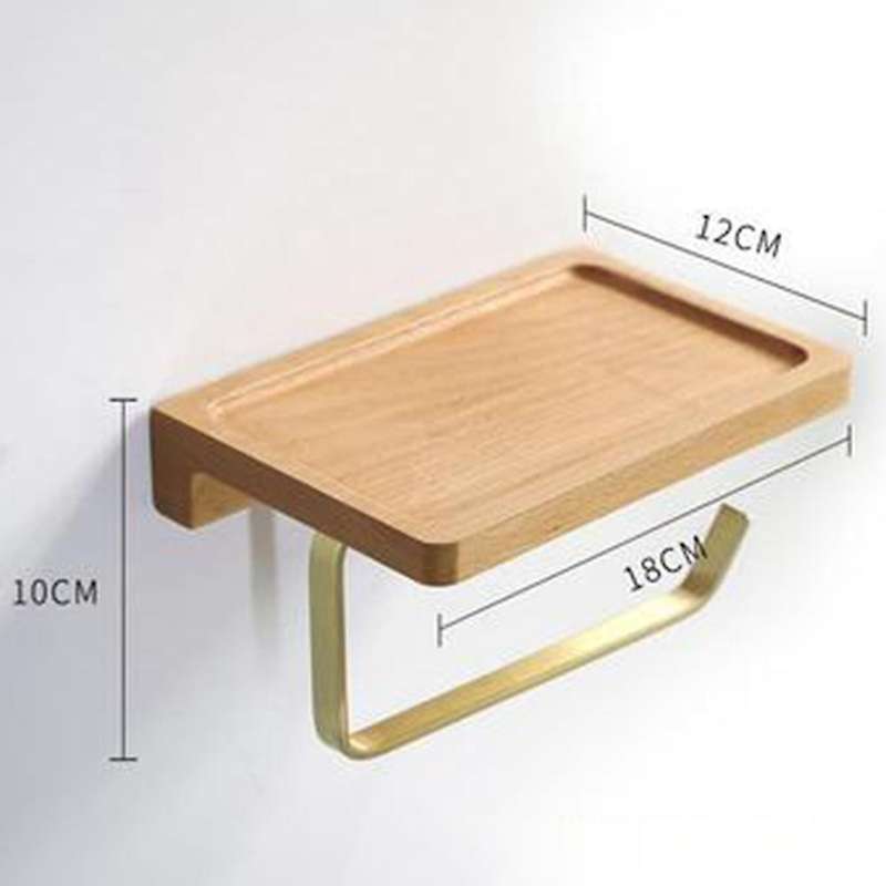 Tissue Rack Wood Brass Paper Towel Rack Paper Holder Phone Shelf Kitchen Organizer Bathroom Accessor
