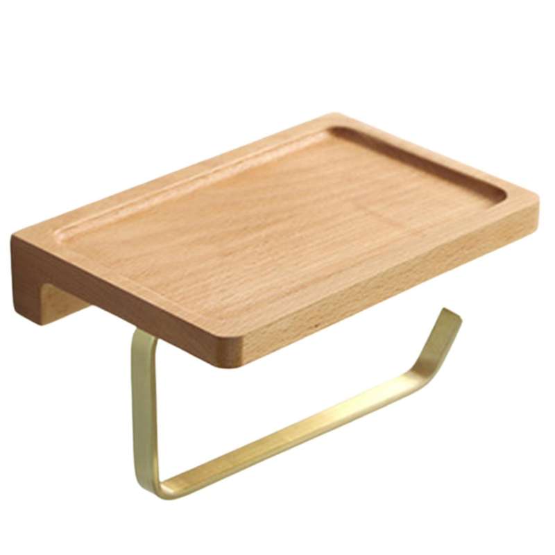 Tissue Rack Wood Brass Paper Towel Rack Paper Holder Phone Shelf Kitchen Organizer Bathroom Accessor