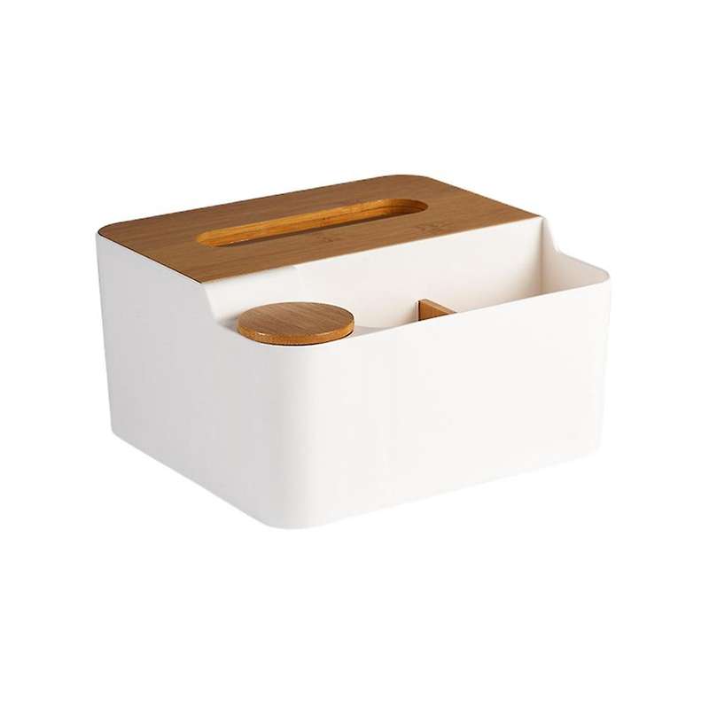 Tissue Box with Bamboo Cover Napkin Holder Home Storage Boxes Dispenser Case Office Organizer for To