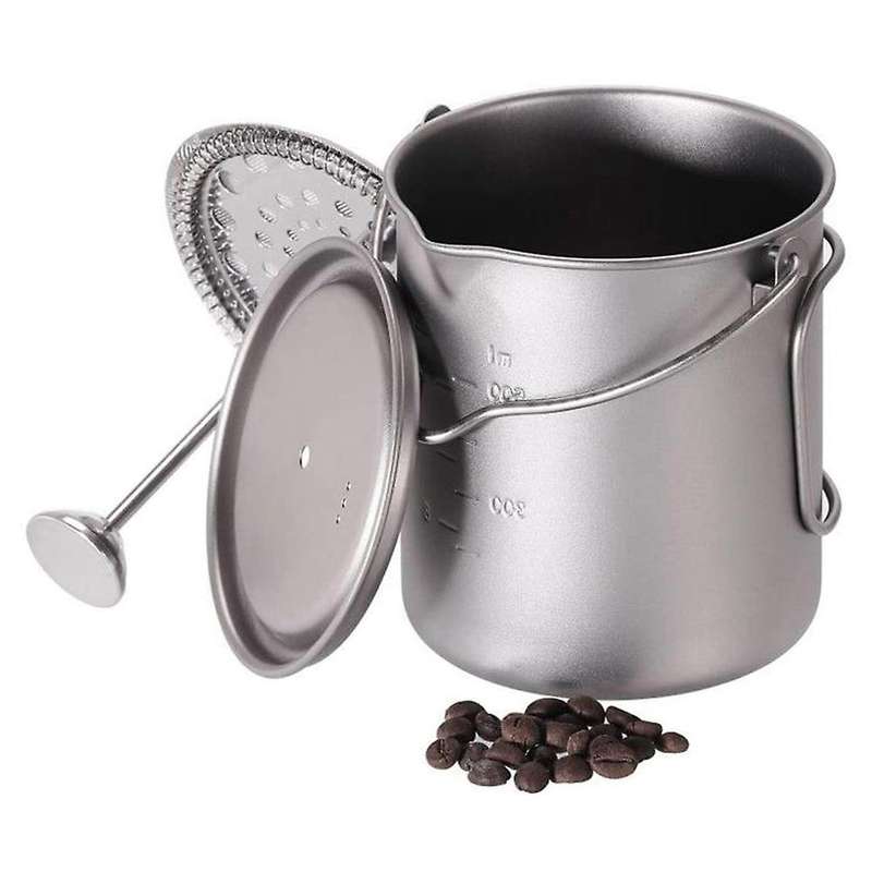Titanium Cup 750Ml Camping Coffee Mug French Press Pot Camp Cooking Pot for Outdoor Camping Hiking P