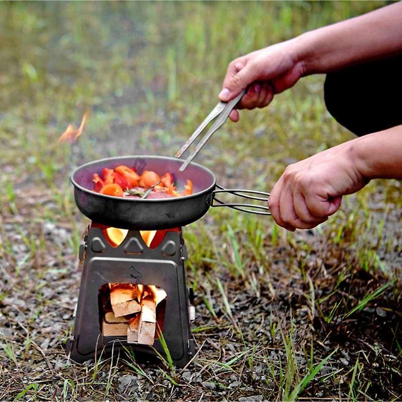 Titanium Frying Pan with Folding Handle Camping Frying Pan for Outdoor Camping Cooking Hiking Portab