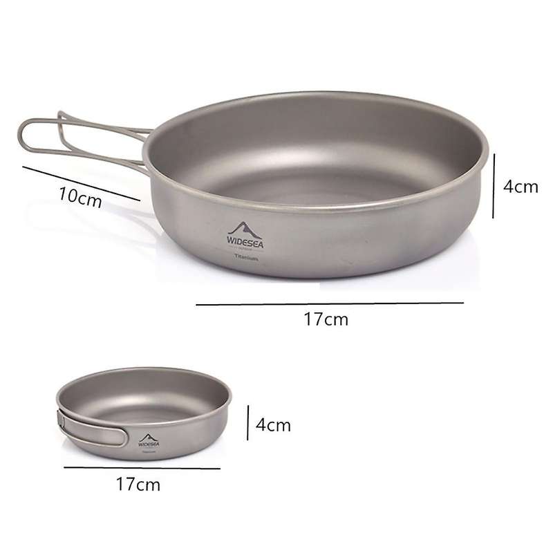 Titanium Frying Pan with Folding Handle Camping Frying Pan for Outdoor Camping Cooking Hiking Portab