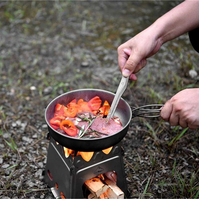 Titanium Frying Pan with Folding Handle Camping Frying Pan for Outdoor Camping Cooking Hiking Portab
