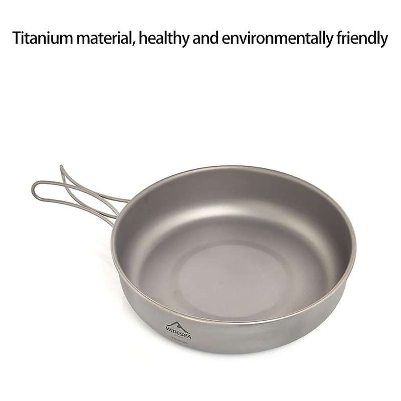 Titanium Frying Pan with Folding Handle Camping Frying Pan for Outdoor Camping Cooking Hiking Portab