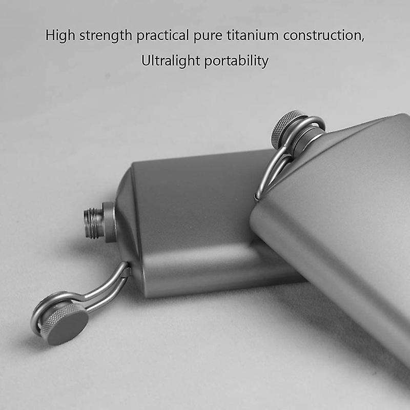 Titanium Flask 220Ml Wine Hip Flagon with Screw Cap Clip Ultralight Hydration Flat Bottle Ti Funnel