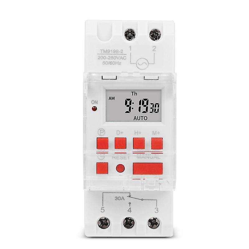 TM919B 220V 30A Programmable Digital Timer Switch DIN Automatic Cycle Timing Controller for Lights,F