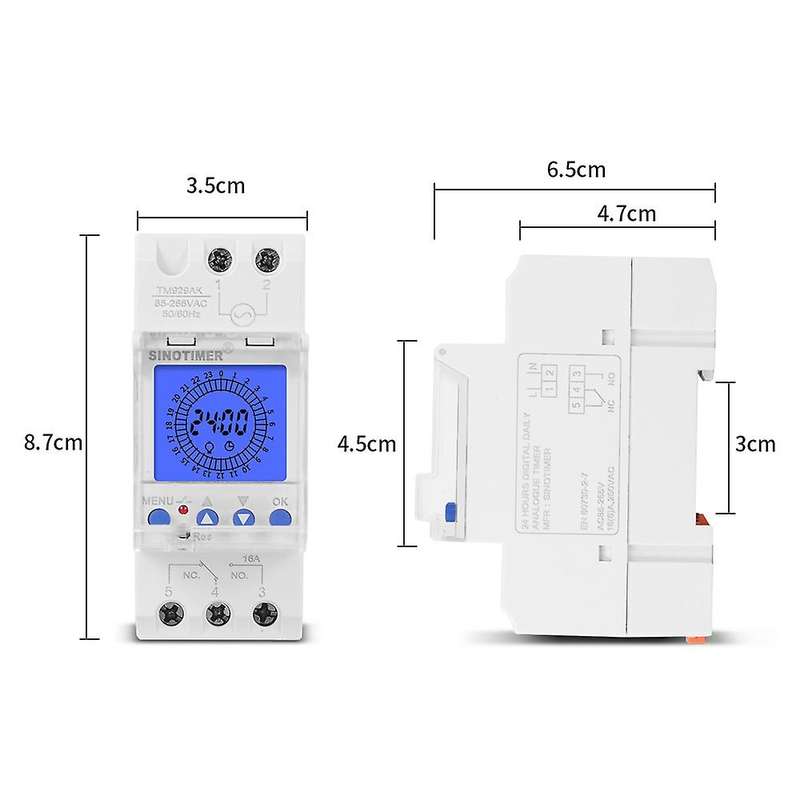 TM929AKL 24Hrs Digital Analogue Time Switch Each Day Rail Timer Backlight Large Screen Display 85-26
