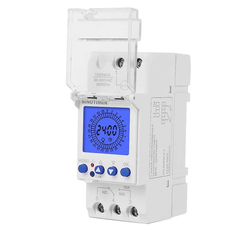 TM929AKL 24Hrs Digital Analogue Time Switch Each Day Rail Timer Backlight Large Screen Display 85-26