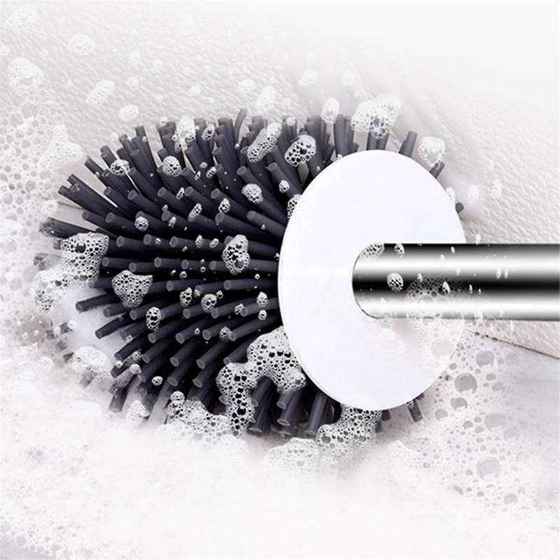 Toilet Brush and Holder Set, Silicone Bristles Bathroom Cleaning Bowl Brush Kit with Tweezers,and Ha