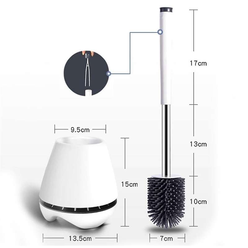 Toilet Brush and Holder Set, Silicone Bristles Bathroom Cleaning Bowl Brush Kit with Tweezers,and Ha