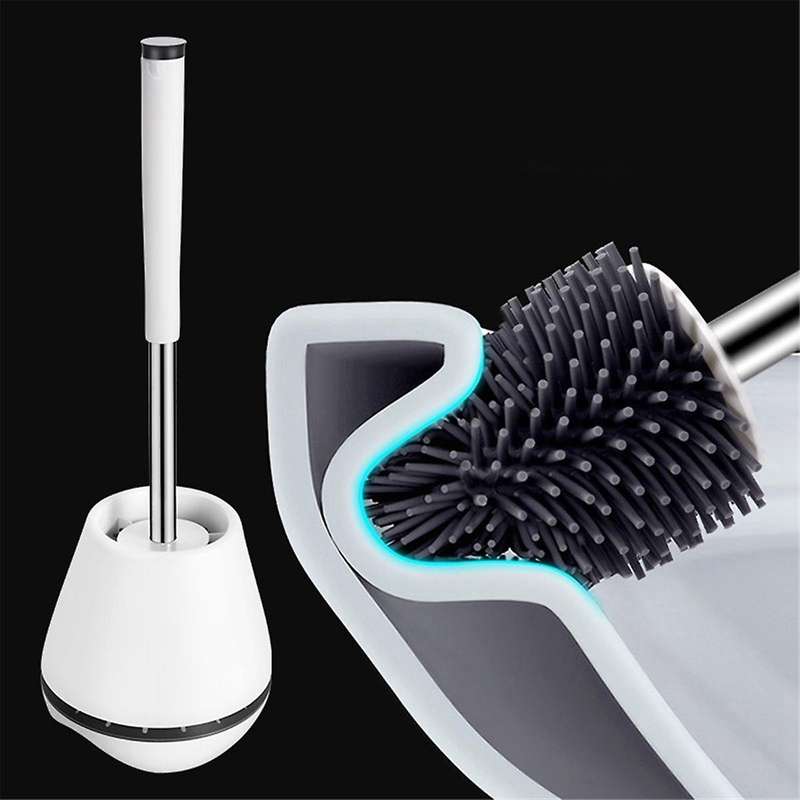 Toilet Brush and Holder Set, Silicone Bristles Bathroom Cleaning Bowl Brush Kit with Tweezers,and Ha