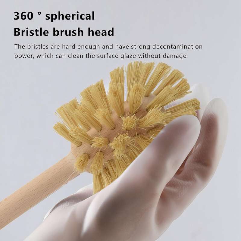 Toilet Brush, 2 Pack Wood Toilet Brush Made of Beechwood, Strong Hemp Bristles with 360 Cleaning