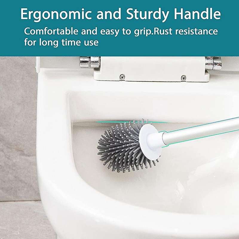 Toilet Brush and Holder Silicone Bristles Toilet Brushes with Tweezers Lid Floor Bathroom Cleaning T