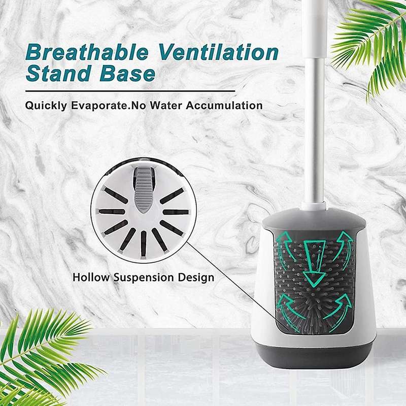 Toilet Brush and Holder Silicone Bristles Toilet Brushes with Tweezers Lid Floor Bathroom Cleaning T