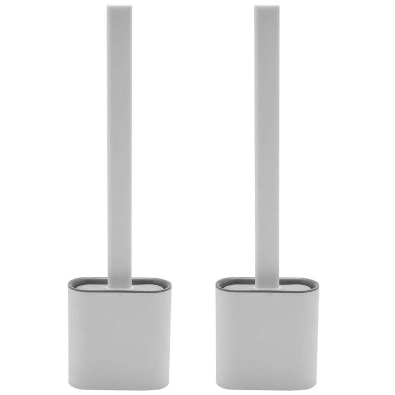 Toilet Brush with Holder - 2 Pack Of Deep Silicone Toilet Brushes and Holders Quick Drying Set With