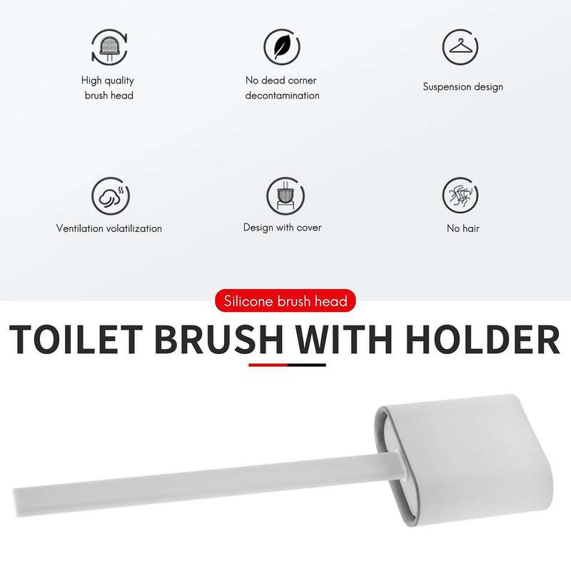 Toilet Brush with Holder - 2 Pack Of Deep Silicone Toilet Brushes and Holders Quick Drying Set With