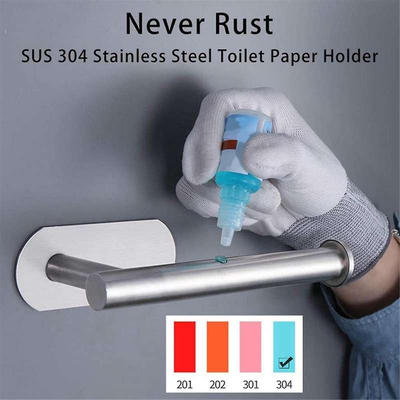 Toilet Paper Holder No Drilling for Bathroom and Washroom, 304 Stainless Steel Brushed Nickel (Silve