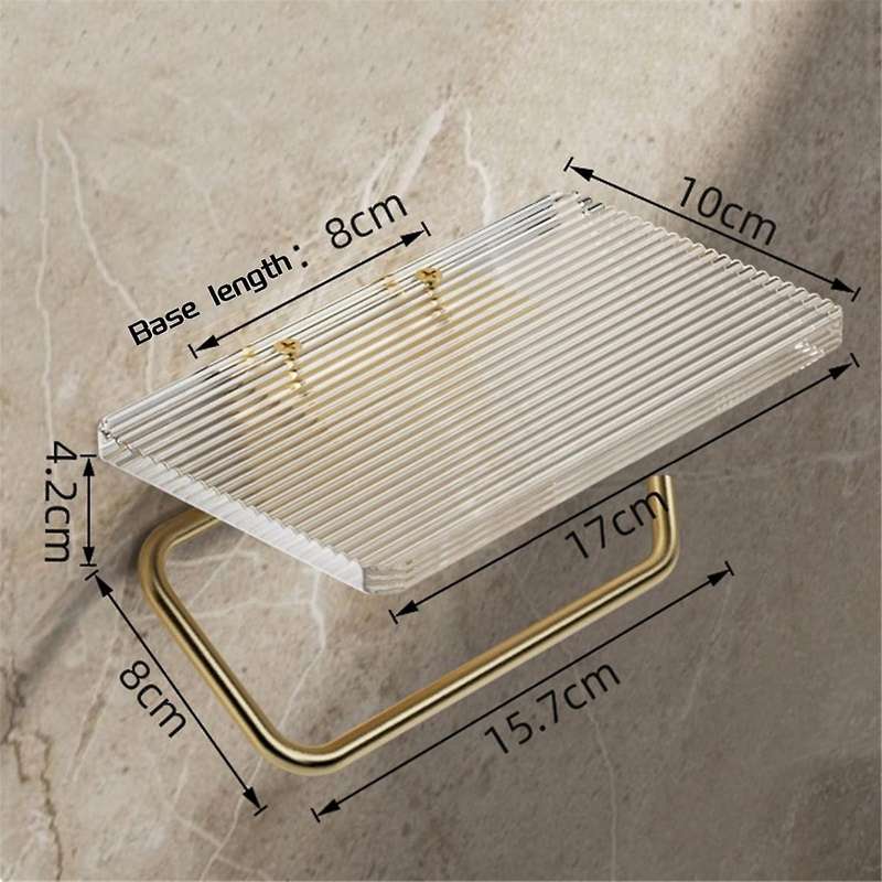 Toilet Paper Holder - Wall Mount Bathroom Paper Roll Holder with Shelf Rustproof Acrylic & Aluminum