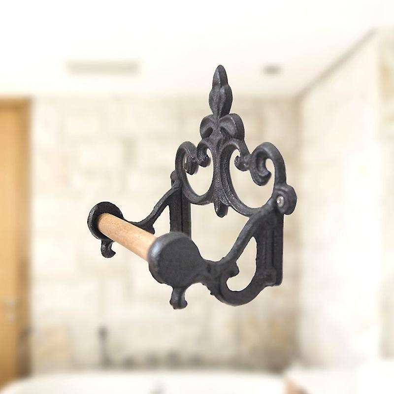 Toilet Paper Holder Retro Wrought American Style Holders Wall Mounted for Home Black Bathroom Access