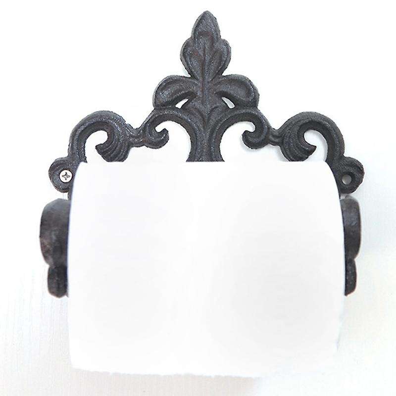 Toilet Paper Holder Retro Wrought American Style Holders Wall Mounted for Home Black Bathroom Access