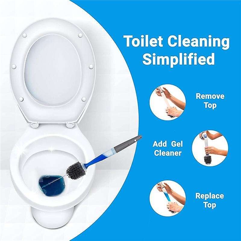 Toilet Brush,Refillable Handle Dispenses Gel Toilet Cleaner, Holder