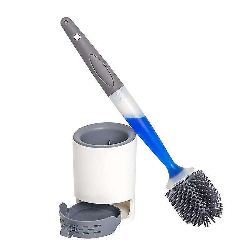 Toilet Brush,Refillable Handle Dispenses Gel Toilet Cleaner, Holder