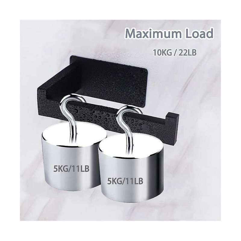 Toilet Paper Holder No Drilling Toilet Paper Holder Black 3 Towel Hooks Self-adhesive Stainless Ste