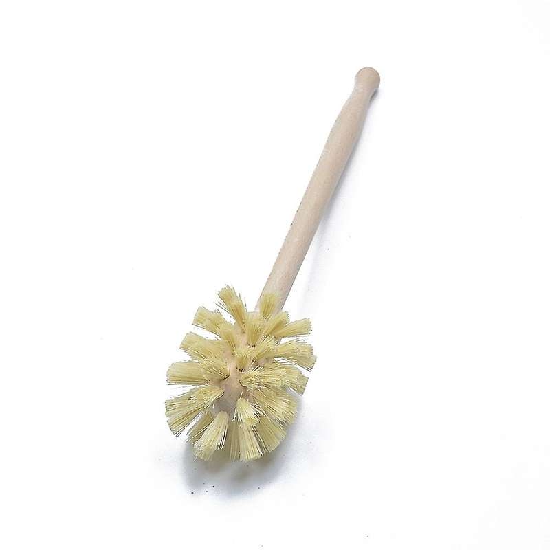Toilet Brush, Wood Toilet Brush Made of Beechwood, Strong Hemp Bristles with 360 Cleaning