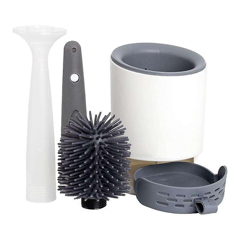 Toilet Brush,refillable Handle Dispenses Gel Toilet Cleaner , Ventilated Holder for Sanitary Storag