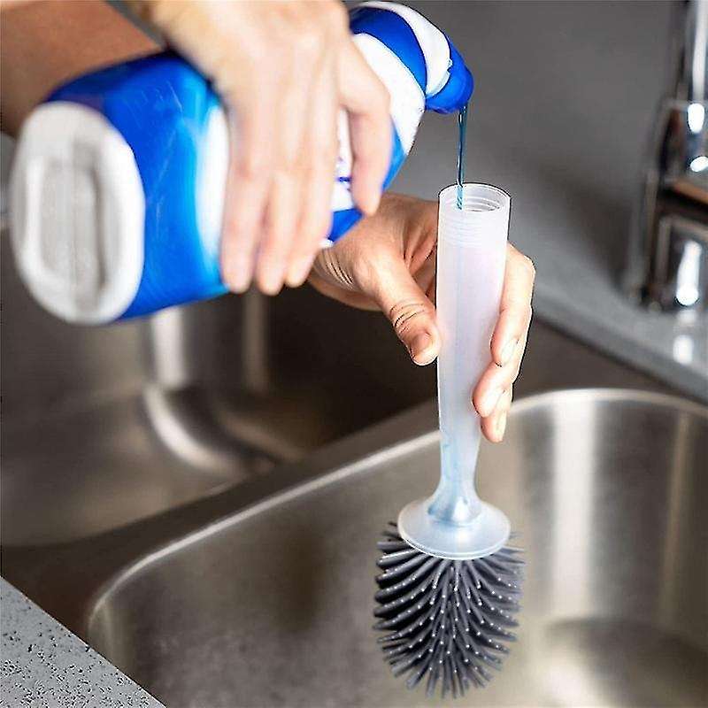 Toilet Brush,refillable Handle Dispenses Gel Toilet Cleaner , Ventilated Holder for Sanitary Storag