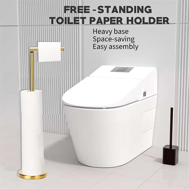 Toilet Paper Holder Stand, Storage Tissue Roll Holder Free Standing for Bathroom, Modern Toilet Pape