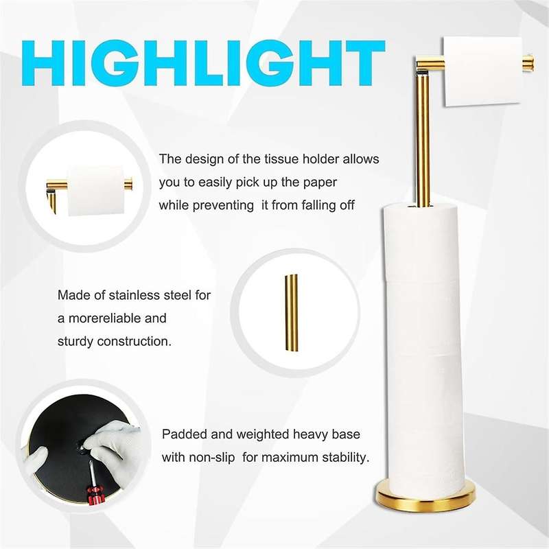 Toilet Paper Holder Stand, Storage Tissue Roll Holder Free Standing for Bathroom, Modern Toilet Pape