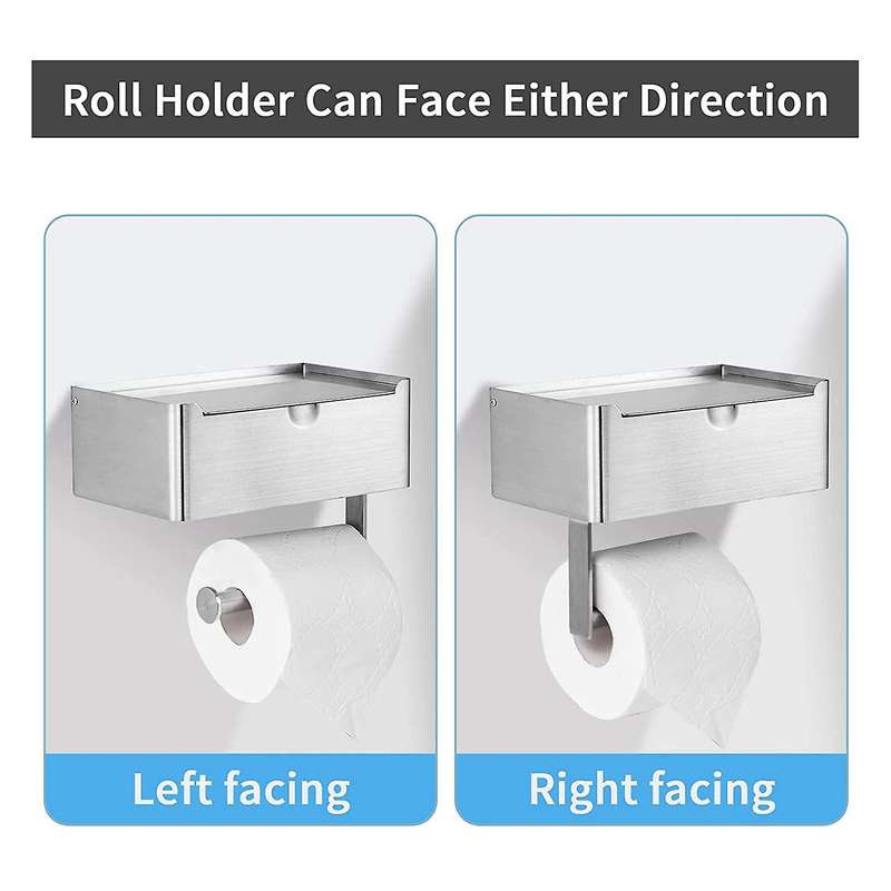 Toilet Paper Holder with Flushable Wipes Dispenser Storage and Phone Shelf , Toilet Roll Wipes Hold
