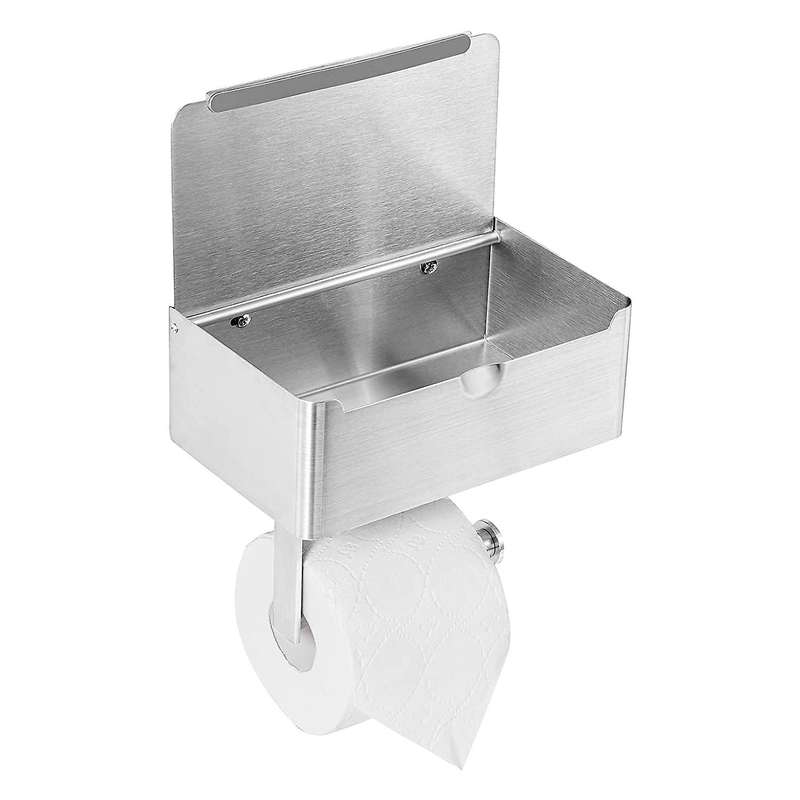 Toilet Paper Holder with Flushable Wipes Dispenser Storage and Phone Shelf , Toilet Roll Wipes Hold