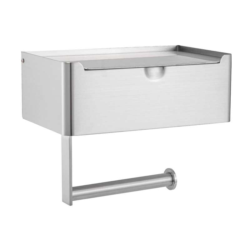 Toilet Paper Holder with Flushable Wipes Dispenser Storage and Phone Shelf , Toilet Roll Wipes Hold