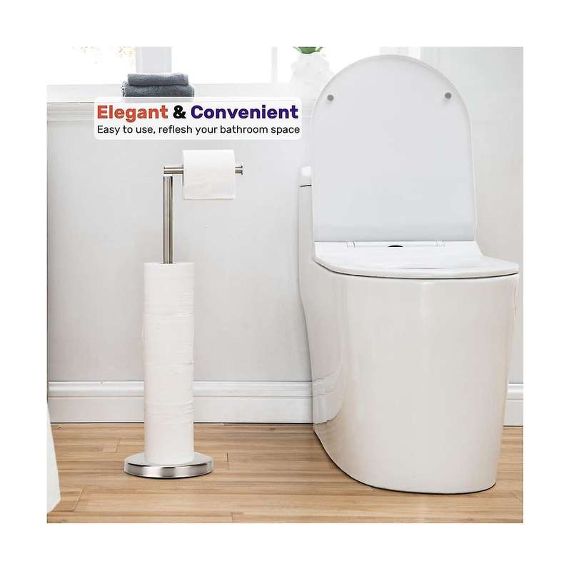 Toilet Paper Holder, Free Standing Toilet Paper Holder Stand with Reserve for 4 Spare , Sturdy Base