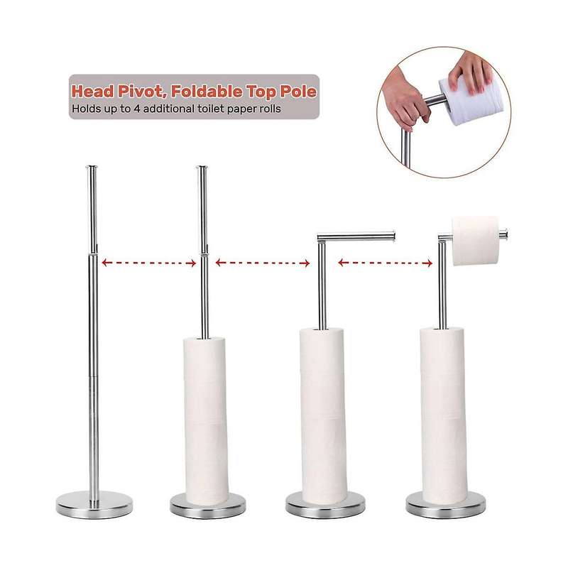Toilet Paper Holder, Free Standing Toilet Paper Holder Stand with Reserve for 4 Spare , Sturdy Base