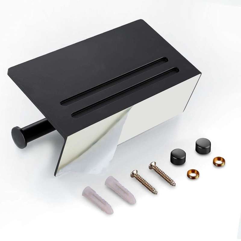 Toilet Paper Holder-Double Roll Toilet Paper Holder, Self-Adhesive without Drilling or Wall-Mounted