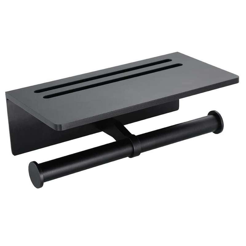 Toilet Paper Holder-Double Roll Toilet Paper Holder, Self-Adhesive without Drilling or Wall-Mounted